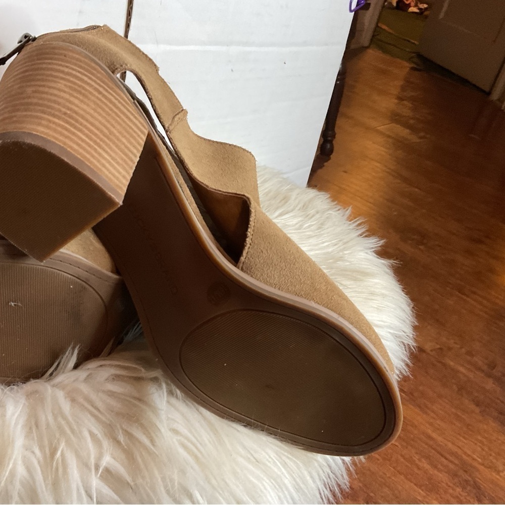 Lucky Brand Tan Open-Toe zip Heeled Booties NWD - Picture 11 of 14